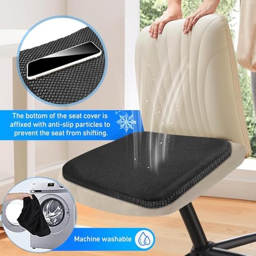 Gel Seat Cushion for Long Sitting Hip Pain, 20x20inch Jumbo Thick Soft & Breathable Cushion for Wheelchair Gel Seat Cushion for Office Home Chairs (Black) - Image 4