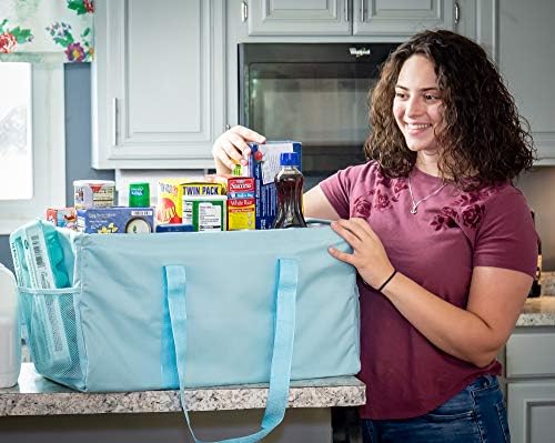 Extra Large Utility Tote Bag - Oversized Collapsible Beach Bag - Light Blue - Image 2