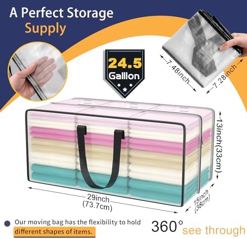 Heavy Duty Extra Large Clear Moving Bags with Strong Zipper Handles - Image 2