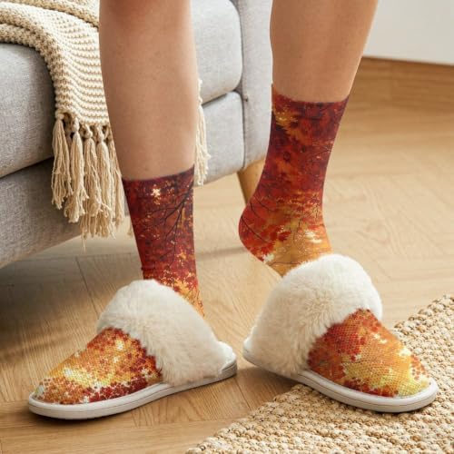 Fuzzy Slippers for Women Washable Cotton Slippers with Crew Socks - Image 4
