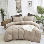 Luxlovery Khaki Comforter Set Twin Cream Coffee Bedding Set Minimalist Bedding Set Solid Dark Champagne Blanket Quilts Modern Ultra Soft Breathable Taupe Color Comforter Set - Image 6