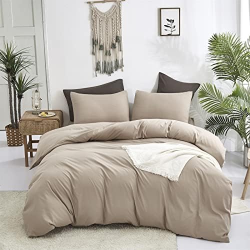 Luxlovery Khaki Comforter Set Twin Cream Coffee Bedding Set Minimalist Bedding Set Solid Dark Champagne Blanket Quilts Modern Ultra Soft Breathable Taupe Color Comforter Set - Image 6