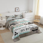 Castle Fairy Lake House Bedding Set Twin Size,Fishing and Boating Comforter 2pcs Kids Teens Boys Men Bedroom Decor Rustic Farmhouse Wood Quilted Duvet Outdoor Adventure Camper Insert,1 Pillowcase - Image 3