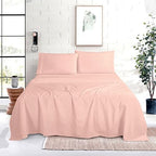 Mocassi King Size 4-Piece Bed Sheet Set - 1800 Premium Hotel Quality Microfiber 18-24 Inches Extra Deep Pocket Fitted Sheet- Luxury Soft, Breathable, Wrinkle, and Fade Resistant, Blush Pink - Image 2