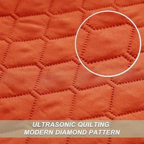 Exclusivo Mezcla Reversible Twin Quilt Bedding Set, Burnt Orange - Image 4