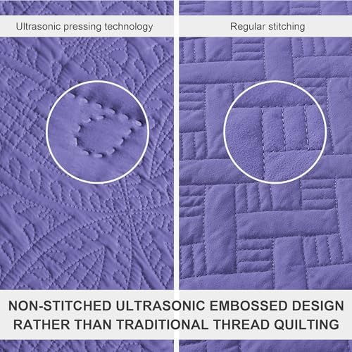 Love's cabin Oversized King Size Quilt Bedding Set Deep Purple Bedspreads - Oversized King Lightweight Bedspread Comforter - Coin Pattern Coverlet for All Season - 3 Pieces (1 Quilt, 2 Pillow Shams) - Image 3