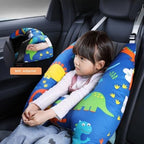 Kids Travel Pillow for Ages 6+ Dinosaur Blue, H-Shaped Head & Neck Support - Image 4