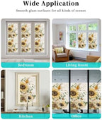 Window Privacy Film Frosted, Pumpkins Sunflower Fall Non-Adhesive Static Cling Window Tint, Thanksgiving Botanical Rustic Insulated Windows Frosted Films for Living Room, 35.4 x 78.7 Inches - Image 7