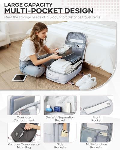 Vacuum Seal Travel Backpack with Air Pump Compression Waterproof Vacpack Carry On Backpack for Travel Daypack Women Men with Vacuum System Airlines Approved Vacpack Laptop Space Saver Bags Grey - Image 5