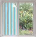 Window Privacy Film Frosted, Blue Brown Striped Non-Adhesive Static Cling Window Tint, Modern Farmhouse Vertical Stripes Insulated Windows Frosted Films for Living Room, 35.4 x 78.7 Inches by Unknown