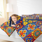 Erosebridal Mexican Talavera Tile Twin Comforter Set - Colorful Mexico Tiles Bedding Set, Vintage Floral Patchwork Quilt for Kids Adults, Exotic Ethnic Aesthetic Bedroom Decor -1 Pillowcase - Image 4