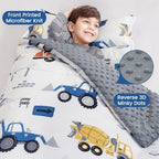 PHF Toddler Nap Mat with Removable Pillow and Minky Blanket, Rollup Design Kids Sleeping Mat, Slumber Bags for Boys, 55"x23" Toddler Sleeping Bag for Daycare Preschool Travel Camping, Truck and Digger - Image 2