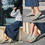 Women's Comfort Leather Slides Lightweight Flat Sandals Cute Slip On Casual Walking Slippers - Image 2