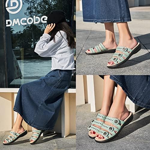 Women's Comfort Leather Slides Lightweight Flat Sandals Cute Slip On Casual Walking Slippers - Image 2