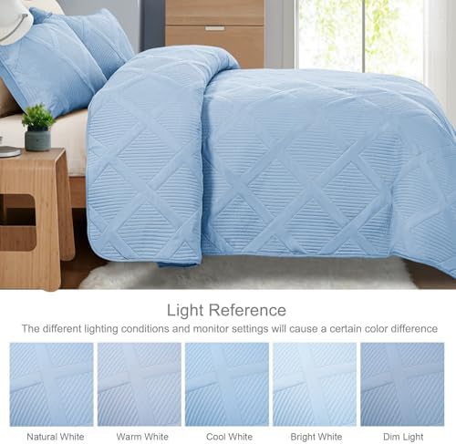 Exclusivo Mezcla 3-Piece Soft Quilts Queen Size Bedding Set, Sky Blue - Image 5