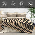 Comforter Set of 7, Soft, Twin Size, Khaki Black Checkered - Image 4