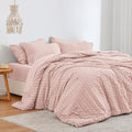Love's cabin Seersucker Pink Twin Comforter Set, 5-Piece Bed in a Bag by Lovescabin