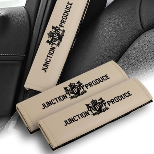 W-POWER 4PCS Junction Produce JDM Car Neck Pillow Headrest + JP VIP Embroidery Car Seat Belt Cover Set (Beige) - Image 5