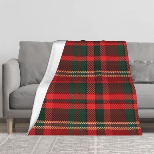 Christmas Red Green Plaid Flannel Fleece Throw Blanket - Image 3