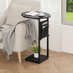 Vagusicc C Shaped End Table, Adjustable Height Small Side Table for Couch and Recliner, 32" Tall Couch Side Table Slide Under Sofa Tray Desk with Storage Bag for Living Room and Bedroom, Black - Image 7
