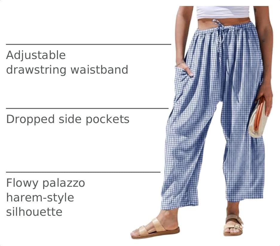 TARSE Womens Linen Wide Leg Striped Pants Casual Barrel Palazzo Harem Pants - Image 4