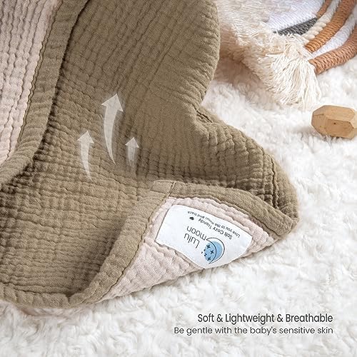 lulumoon Muslin Baby Blanket Neutral: Cotton Toddler Blanket for Daycare - Image 4