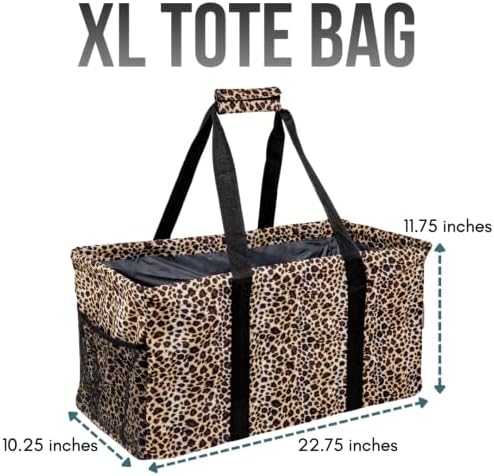 Extra Large Utility Tote Bag - Oversized Collapsible Beach Bag - Leopard - Image 4