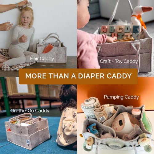 Parker Baby Co. Felt Diaper Caddy Organizer - Large, Oatmeal - Image 5