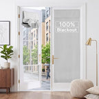 RYB HOME 2 Panels 100% Blackout French Door Curtains Set of 2 - W30 x L69, Greyish White - No Drill Door Window Curtains Thermal Insulated Privacy Assured Shades for Front Entrance by RYBHOME