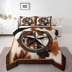 Feelyou Farmhouse Cowhide Comforter Set for Kids Boys Girls Cow Fur Star - Image 4