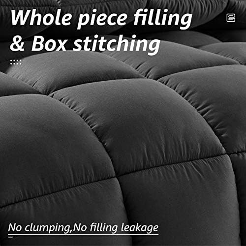HYLEORY All Season Twin Size Bed Comforter - Cooling Down Alternative Quilted Duvet Insert with Corner Tabs - Winter Warm - Machine Washable - Dark Grey - Image 2