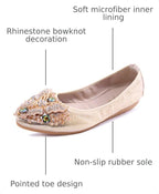 VYKF Womens Ballet Flats Foldable Rhinestone Pointed Toe Wedding Shoes Comfortable Slip on Flat Shoe - Image 3
