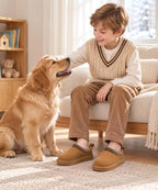 Kids Genuine Suede Slippers Fuzzy House Shoes Indoor Outdoor - Image 7