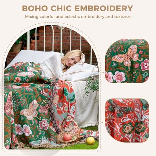 LUTBM Boho Throw Blanket for Bed 60"x80", All Season Cotton Couch Blankets - Image 3