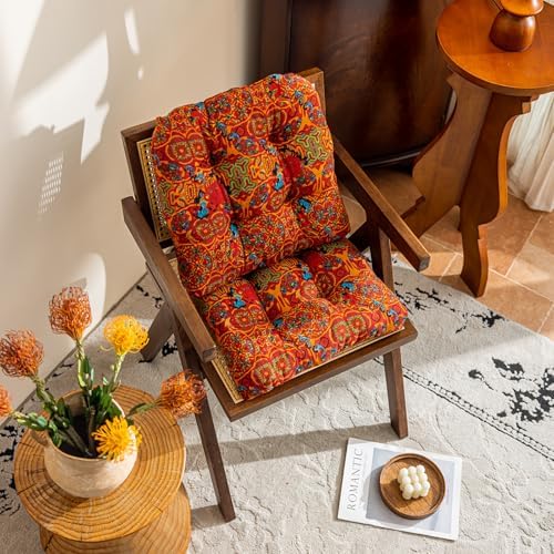 vctops 2 Pack Boho Geometric Chair Cushions with Ties U-Shaped Soft Cozy Cotton Linen Chair Pads Non Slip Seat Cushions for Indoor Dining Room and Kitchen Chairs (Orange,16"x16") - Image 3