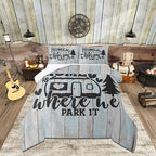Farmhouse Rustic Camping Twin Size Comforter Set,Funny Home Where We Park It Duvet/Quilt Set for Kids Boys Bedroom,Explore Camper Gifts RV Life Soft Microfiber Bedding Comforters,2 Pcs by CastleFairy