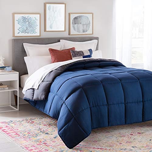 Linenspa All-Season Down Alternative Comforter, Navy/Graphite, Full by Linenspa