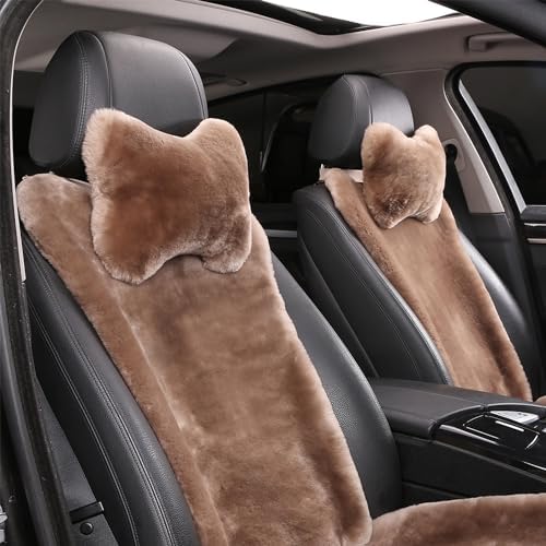 Fluffy Car Headrest Pillow Furry Long Wool Lumbar Auto Head Neck Support Pillow Cushion Natural Luxury Fur Warm Soft Comfort Winter - Image 3