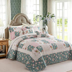 VAPUTAR Queen Size Quilt Set - Reversible Floral Queen Size Bedspreads - Image 2