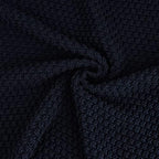 Longhui bedding 100% Cotton Knitted Throw Blanket – Navy Blue, Soft & Cozy, Machine Washable, 51"x63" – Perfect for Living Room, Couch, Sofa, Bed or Travel - Image 3