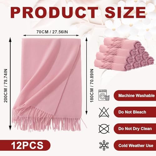 12Pcs Shawls Bulk Pashmina Wraps for Wedding Shawls and Wraps for Guests - Image 2