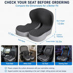 Celinva Orthopedic Seat Cushion – L-Shaped Lumbar Support Memory Foam Comfort for Long Sitting, Ergonomic Support for Office Chair, Wheelchair, Car & Travel (Blackish-Gray,1) - Image 2