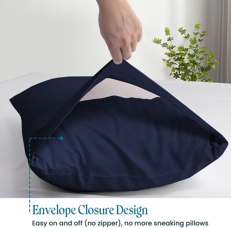 100% Pima Cotton Pillowcases – 800 Series, Ultra Soft & Cooling, Toddler/Travel 12"x16", Set of 2 – Navy Blue, Hotel Luxury Quality, Envelope Closure, Skin & Hair Friendly - Image 3