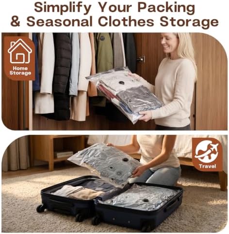 15PC Bag Flat Travel Vacuum Bags with Pump, Vacuum Storage Bags for Clothes - Image 7