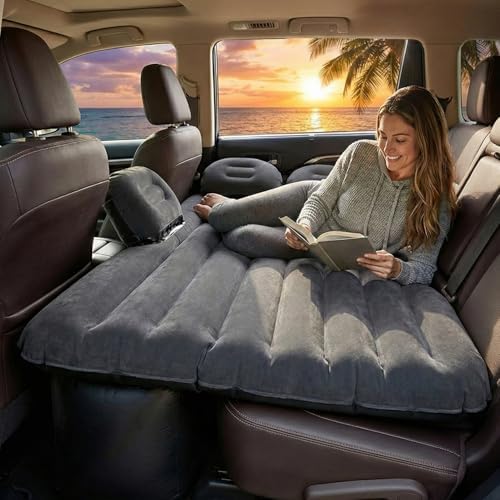 ZONETECH Inflatable Car Mattress Back Seat Car Bed with Air Pump and 2 Pillows SUV Air Mattress for Camping, Travel Premium Quality Sleep Blow Up Pad Automotive Rear Seat Universal Fit - Image 2