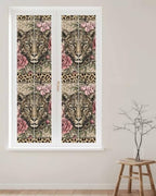 Window Privacy Film Frosted, Leopard Print Reusable Static Cling Window Tints, Vintage Peony Flower Chic Cheetahs Texture Heat Control Windows Films for Offices, Balcony, 29.5 x 118 Inches - Image 2