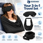 Dozeway Travel Sleep Set, Dozeway Travel Set 3-in-1 with Contoured Sleep Mask, Adjustable Head Support & Soft Arm Support Wrap for Airplane Travel - Image 2