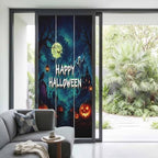 Window Privacy Film Frosted, Halloween Non-Adhesive Static Cling Window Tint, Blue Spooky Pumpkin Ghost Moonlight Castle Insulated Windows Frosted Films for Living Room, 35.4 x 78.7 Inches - Image 2