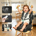 Toddler Booster Seat for Dining Table,Kitchen Chair Booster Cushion | Non-Slip Booster Seat with 5 Piont Harness, PU Waterproof Wipe-Clean Cover, Travel Baby Booster Increasing Cushion - Image 3