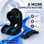 Seat Cushion and Lumbar Back Stretcher 2-Piece Pack, L-Shaped Ergonomic Memory Foam Chair Cushion with Non-Slip Base, Manual Lower Back Massager for Office, Car and Home, Black and Blue - Image 6